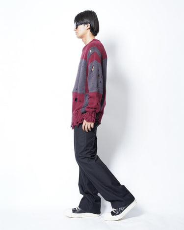 【SONG FOR THE MUTE】<br>CHECKERED OVERSIZED SWEATER -CHECKERED KNIT-