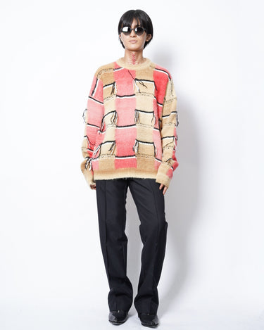 【MARNI】<br>マルチパターン<br>モヘアクルーネックニット