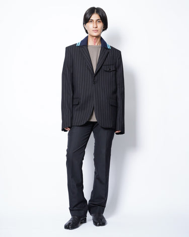 【BOTTER】<br>KNITTED COLLAR<br>BLAZER<br>-PINSTRIPE-