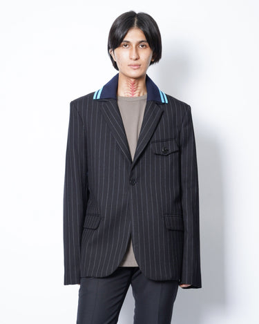 【BOTTER】<br>KNITTED COLLAR<br>BLAZER<br>-PINSTRIPE-