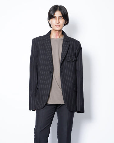 【BOTTER】<br>KNITTED COLLAR<br>BLAZER<br>-PINSTRIPE-