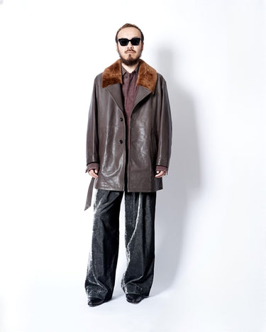 【ANTHEM A】<br>LAMB LEATHER MOUTON COLLAR COAT