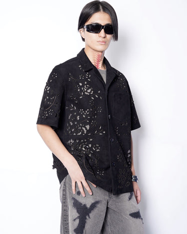 【MASU】<br>BANDANA HOLE LEATHER HALF SLEEVE SHIRT