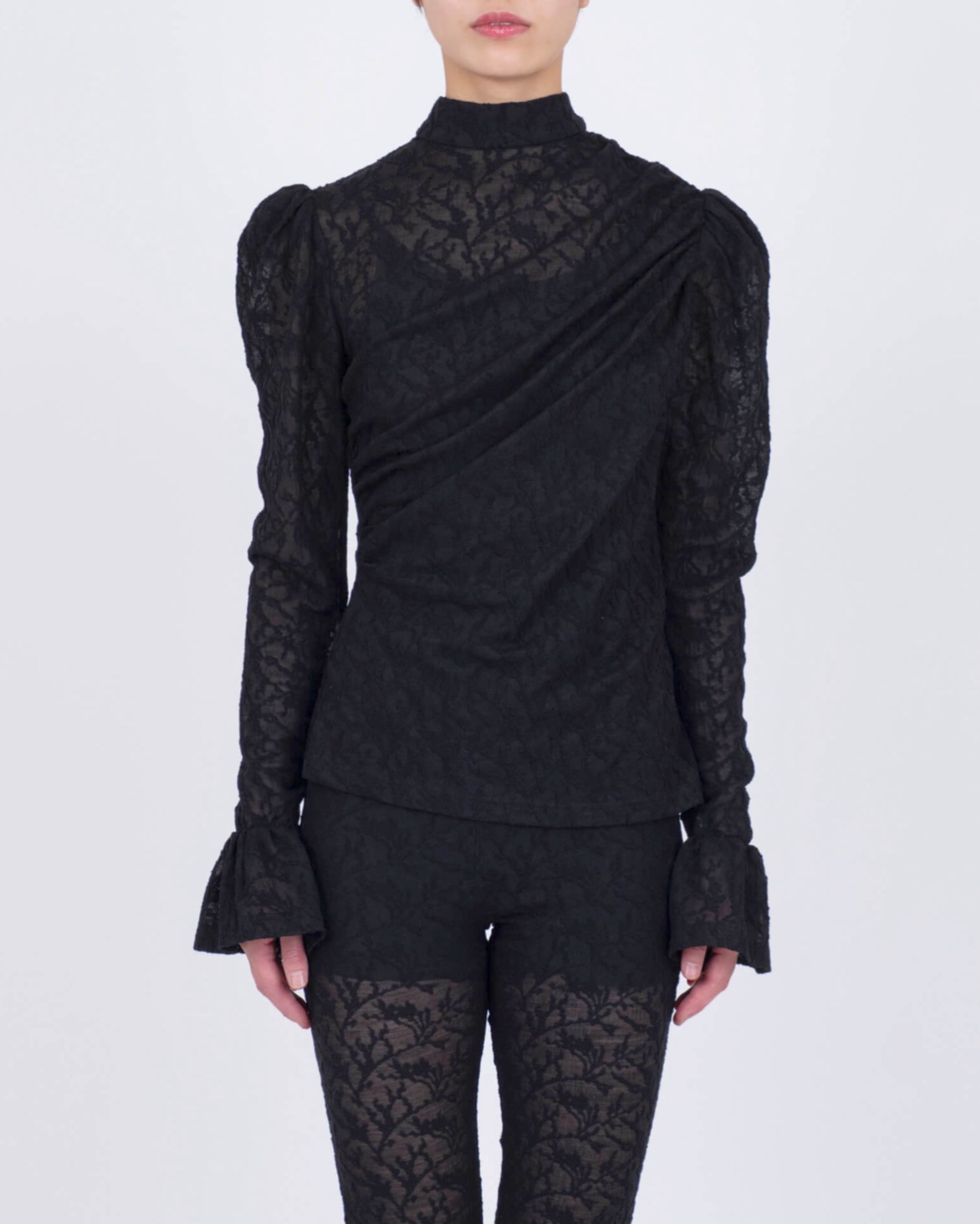 VIVIANO】Jacquard Drapé Top -Amanojak.