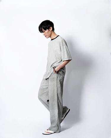 イベント期間限定アイテム<br>(6月27日～7月5日まで)<br>【KANEMASA PHIL】<br>32G Wool Stripe SS Tee (BEIGE)