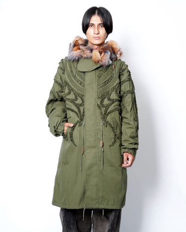 【TAAKK】<br>EMBROIDERY FISHTAIL PARKA