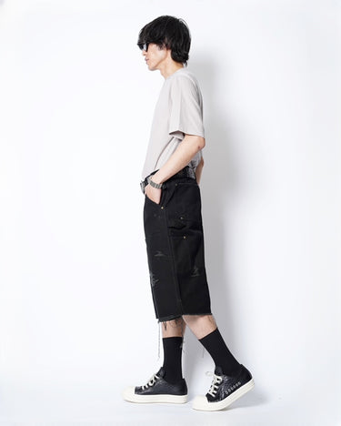 【KAMIYA】<br>BORO Duck Painter Wide Bermuda Pants