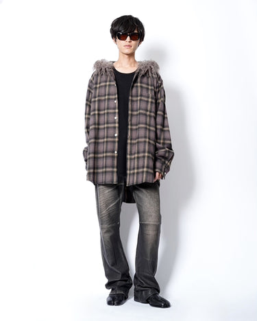 【KAMIYA】<br>LEATHER BOOTCUT PANTS