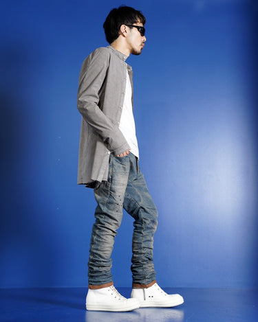 [BORIS BIDJAN SABERI]<br>"P13" FKU100002<br>DENIM PANTS<br>ACID DYED<br>RIPPED BODY MOLDED