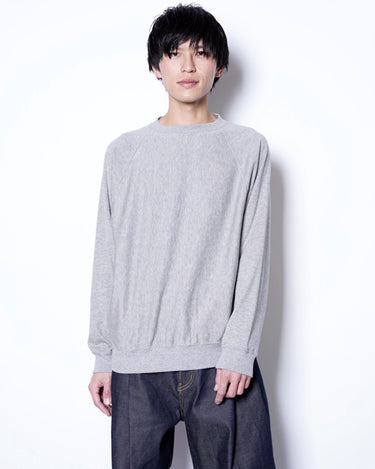 【BATONER】<br>VELVET PILE CREW NECK HEATHER GREY