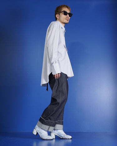 【MARINA YEE】<br>"M.Y. SHIRT5"<br>Oversized "origami" shirt -COTTON STRIPE-