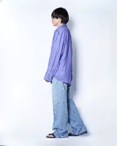 【ROLD SKOV】<br>BAT FIT SHIRT -VISCOSE STRIPE-