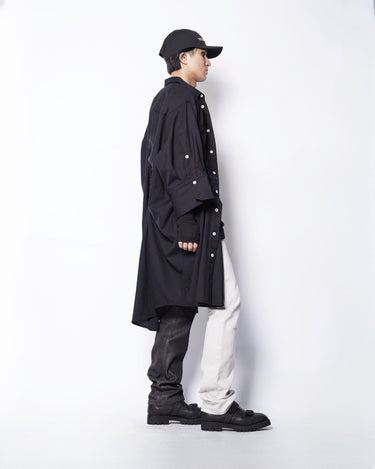 【MARINA YEE】<br>"M.Y. TWISTER L Draped long shirt -WOOL-