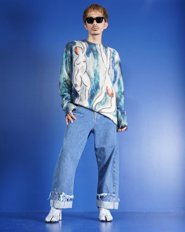 【MARINA YEE】<br>"DEAN BLUE" OVERSIZED JEANS TROUSERS (STONE)
