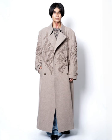 26AW Pre-order now open<br>【TAAKK】<br>SCULPTURAL EMBROIDERY LONG WOOL COAT
