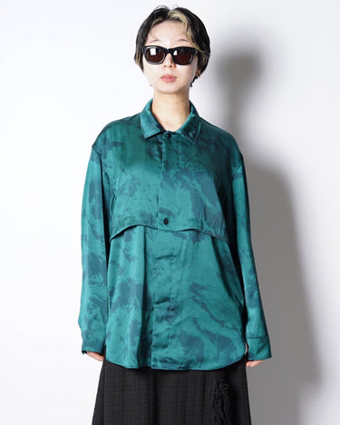 【08sircus】<br>ビンテージサテン<br>ハーフトーン<br>レイヤードシャツ