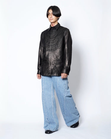 【TAAKK】<br>LEATHER EMBROIDERY REGULAR SHIRTS