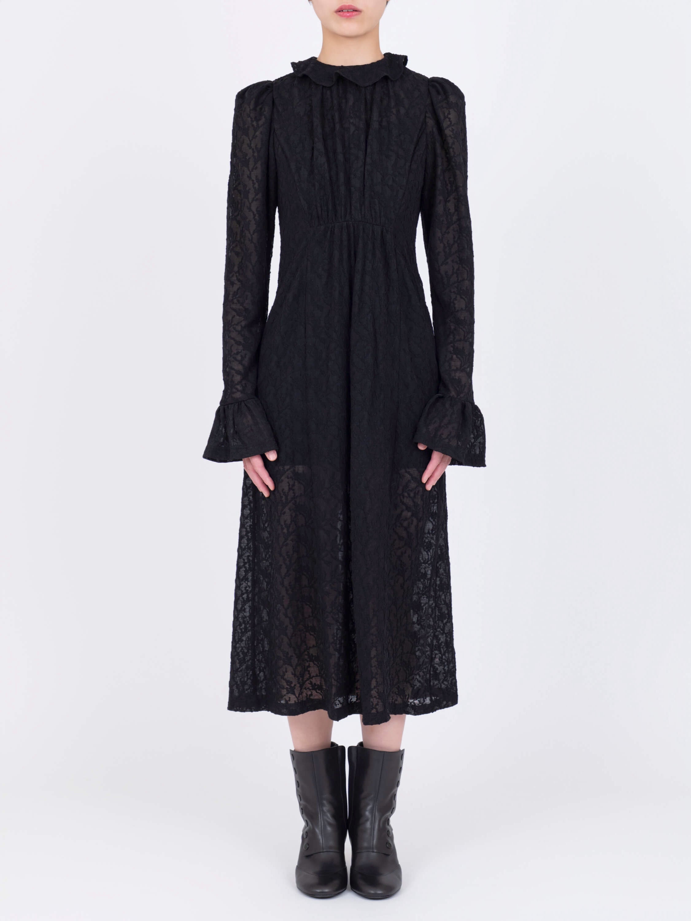 VIVIANO】Jacquard Drapé Dress-Amanojak.