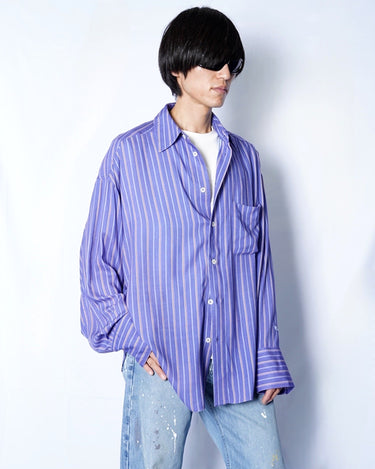 【ROLD SKOV】<br>BAT FIT SHIRT -VISCOSE STRIPE-