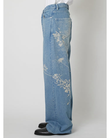 27SS予約受付中<br>【TAAKK】<br>FLOWER DENIM Jacquard Denim Wide Pants