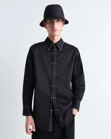 LEMAIRE】EMBELLISHED METAL SHIRT -LIGHT COTTON SATIN--Amanojak. LEMAIRE】EMBELLISHED METAL SHIRT -LIGHT COTTON SATIN--Amanojak.