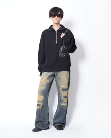 8.15(sat) 10:00 Launch<br>【doublet】<br>TROMPE L’OEIL EMBROIDERY HALF ZIP KNIT