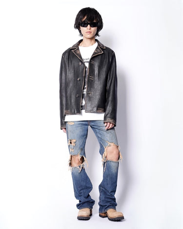 【MM6】<br>AGING LAMBLEATHER JACKET (UNISEX)