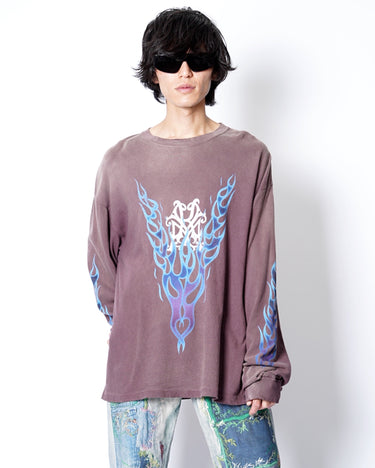 【KAMIYA】<br>“KMY-FIRE” Distressed L/S Tee