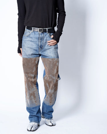【Maison Margiela】<br>FLOCKED PATCH DENIM PANTS