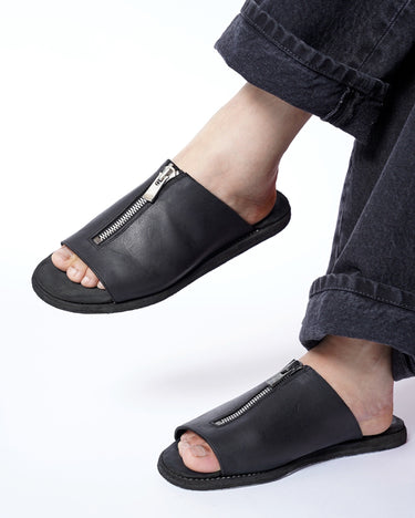 【GUIDI】<br>-BRKZ06- CALF BACK SIDE FULL GRAIN OPEN TOE FRONT ZIP SANDAL