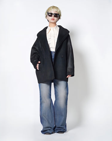 【MAXMARA】<br>"DIORAMA" TECHNICAL MESH TEDDY BEAR SHORT COAT (UNISEX)