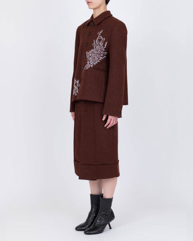 26AW予約受付中<br>【VIVIANO】<br>Pli Creux Jacket -Rose Cross Stitch-