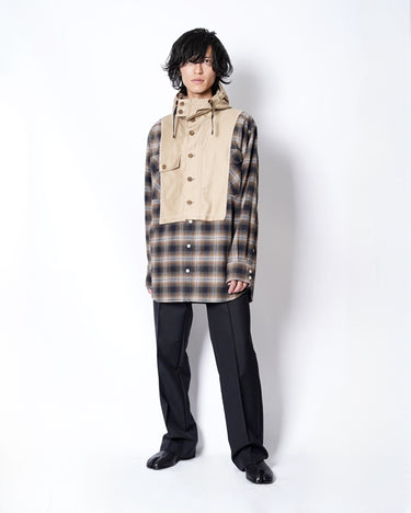 【kolor】<br>HOOD DOCKING CHECK SHIRTS