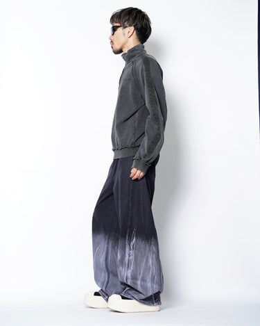 【Feng Chen Wang】<br>WASHED STAND COLLAR TOP WITH DENIM TRIM