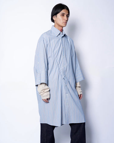 【MARINA YEE】<br>"M.Y. TWISTER L Draped long shirt -STRIPE-
