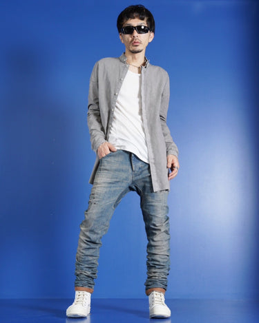 [BORIS BIDJAN SABERI]<br>"P13" FKU100002<br>DENIM PANTS<br>ACID DYED<br>RIPPED BODY MOLDED