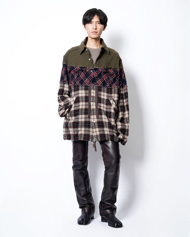 26AW予約受付中<br>【kolor】<br>TRIPLE TEXTILE DOCKING SHIRTS JACKET