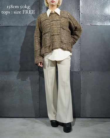 【KOTONA】<br>ブロックメッシュ<br>ハンドメイドニット