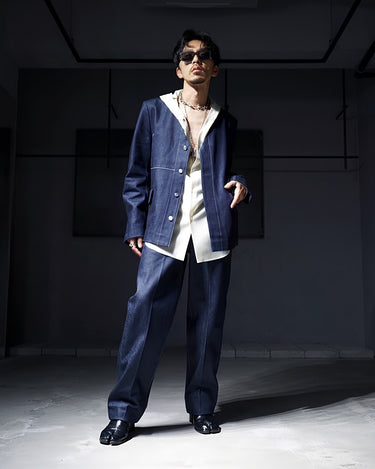 【TANAKA】<br>NO COLLAR JEAN JACKET (UNISEX)