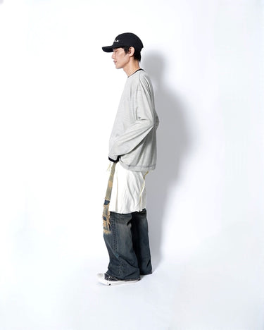 イベント期間限定アイテム<br>(6月27日～7月5日まで)<br>【KANEMASA PHIL】<br>32G Wool Stripe LS Tee (BEIGE)