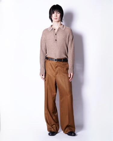 【ANTHEM A】<br> WOOL SILK STRIPE BELTLESS TROUSER