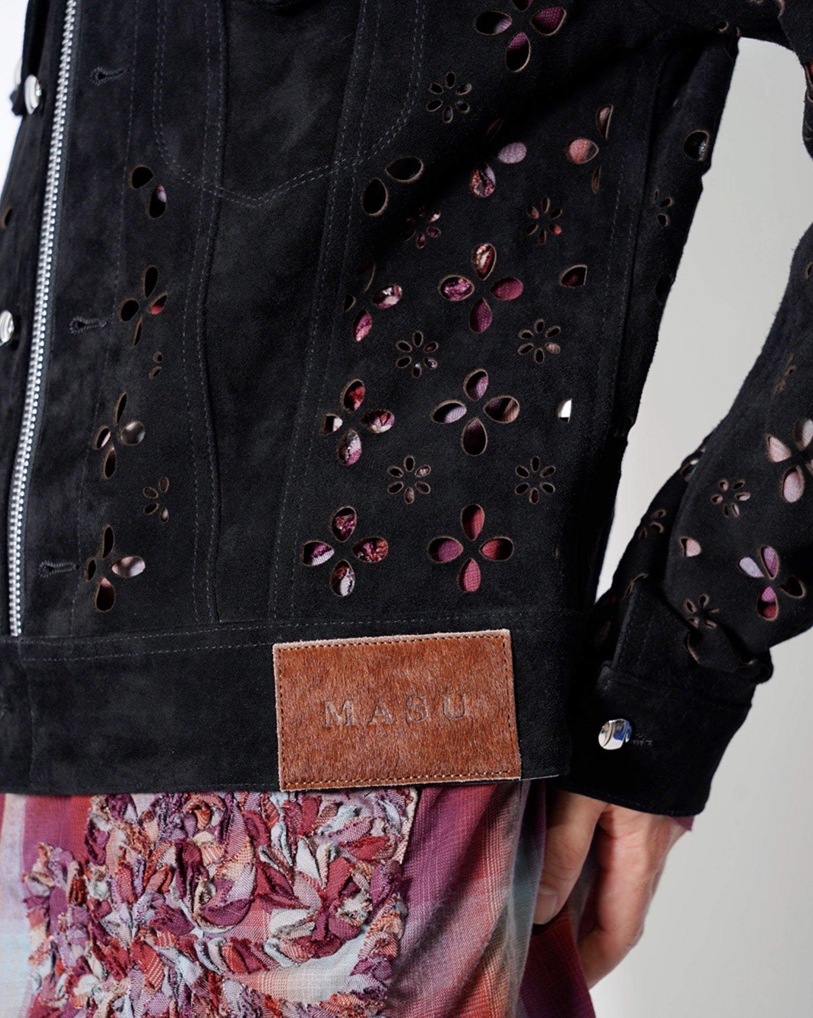 【FLOWER CUT】レザージャケット シースルー トラッカージャケットXL FLOWER CUT】レザージャケット シースルー トラッカージャケット