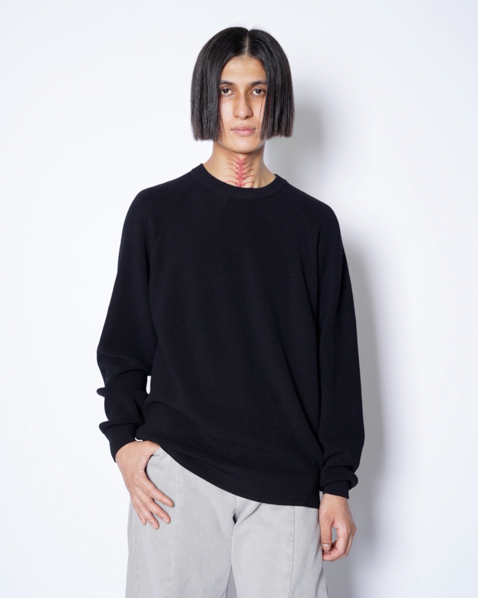 BATONER(バトナー)-HARD TWIST WOOL SIGNATURE CREW NECK-Amanojak.