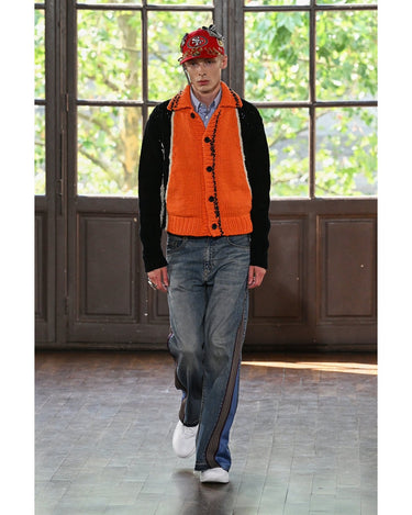 27SS予約受付中<br>【JUNYA WATANABE MAN】<br>× Needles WIDE SIDE LINE DENIM PANTS