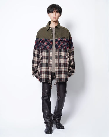 26AW予約受付中<br>【kolor】<br>TRIPLE TEXTILE DOCKING SHIRTS JACKET