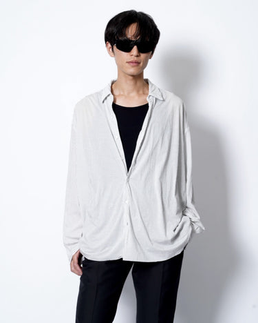 イベント期間限定アイテム<br>(6月27日～7月5日まで)<br>【KANEMASA PHIL】<br>46G Stripe Artisan Shirt (WHITE BLACK DYE)