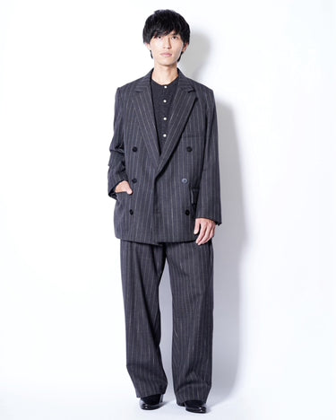 【OVERCOAT】<br>Double-Breasted Jacket in Wool Pinstripe