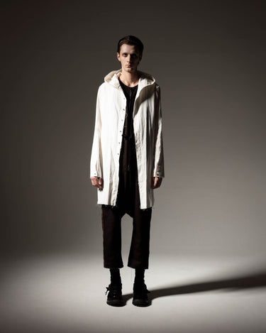 受注生産アイテム<br>期間限定受注受付中(9/11～9/13まで)<br>【prasthana】<br>rudiment hooded shirt:tall (cotton/linen light canvas)