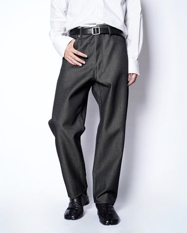 【OVERCOAT】<br>WOOL DENIM WIDE LEG PANTS