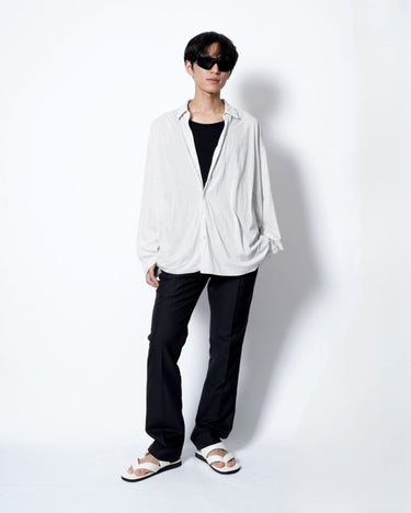 イベント期間限定アイテム<br>(6月27日～7月5日まで)<br>【KANEMASA PHIL】<br>46G Stripe Artisan Shirt (WHITE BLACK DYE)